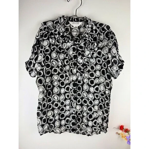 Allison Taylor Button Up Blouse Top Short Sleeve Women's Size‎ PXL petite - Picture 2 of 13